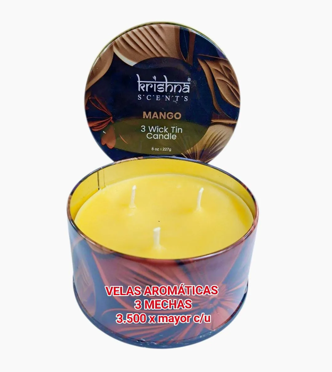 Velas Aromaticas Krishna 3 Mechas Mango