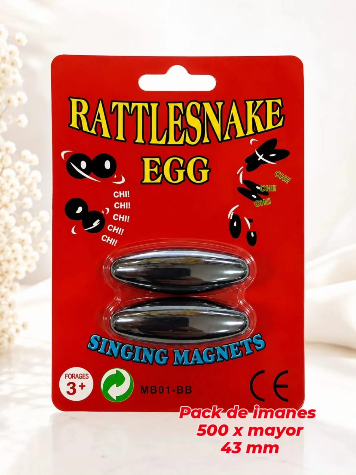 Pack de imanes Rattlesnake Egg (ovalado plateado)