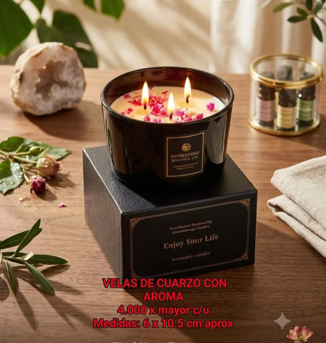 Velas de Cuarzo con Aroma Rosas