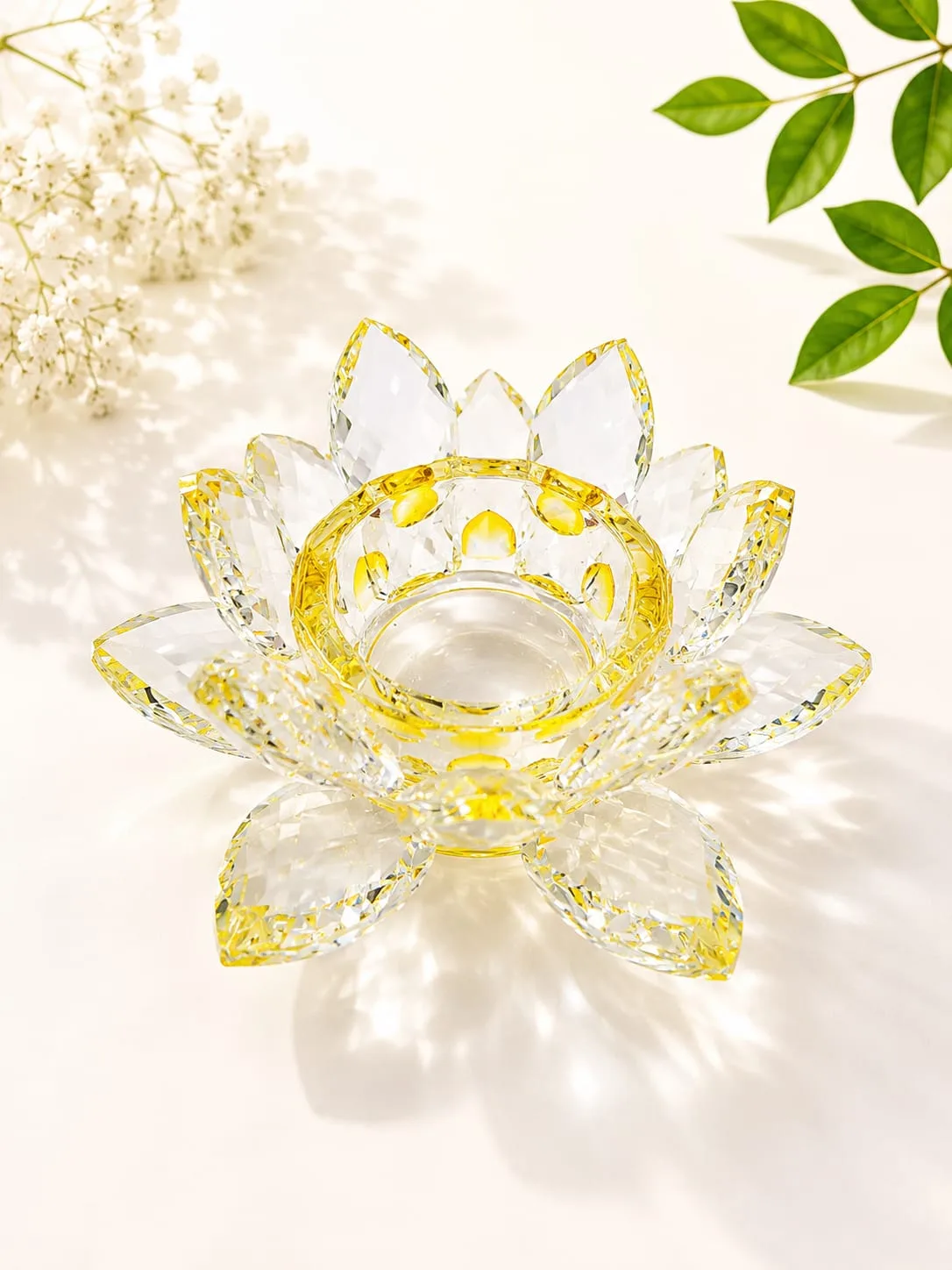 Portavelas Flor de Loto Amarillo