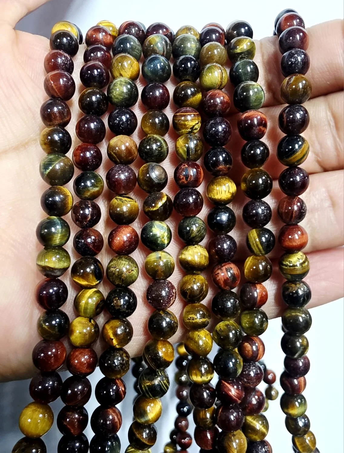 Tira de piedras de Mix (Ojo de Tigre, Ojo de Buey, Ojo de Halcón) N°6