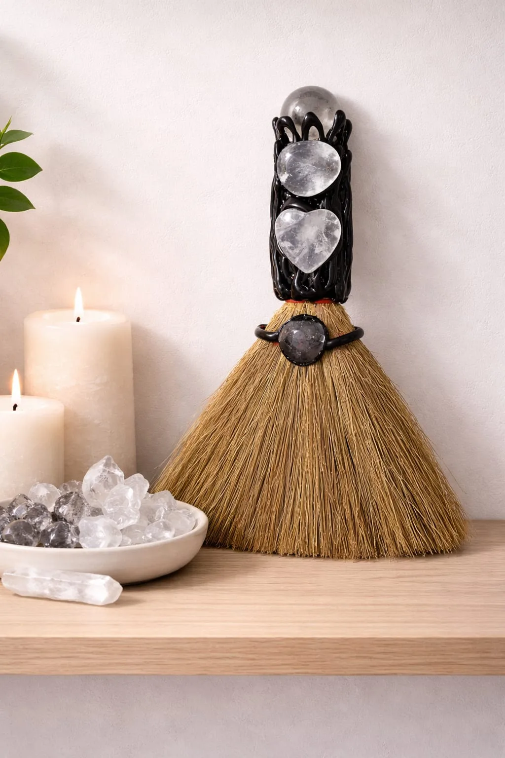 Escoba de Bruja con Cuarzo Cristal