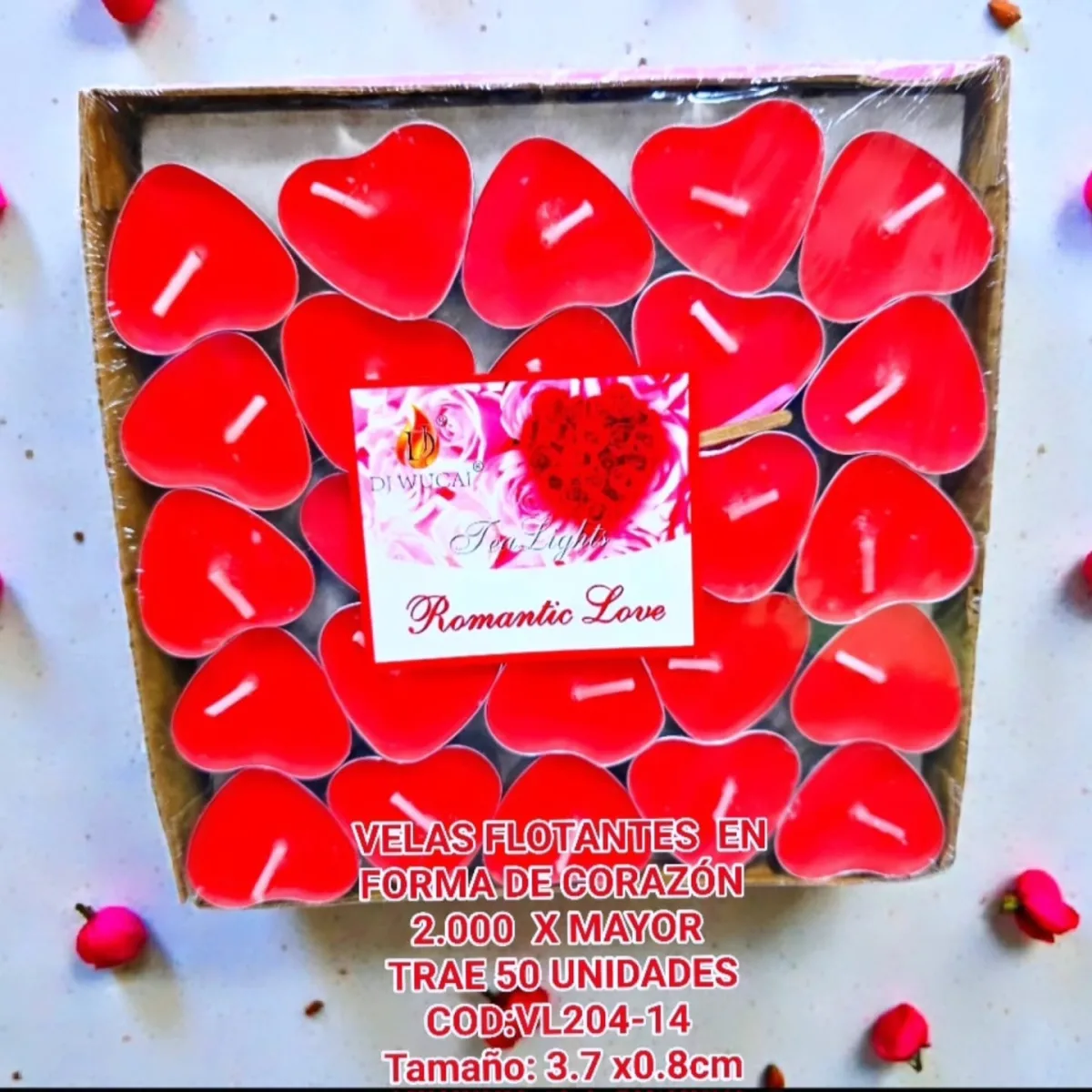 Set Velas Flotantes en Forma Corazon Rojo