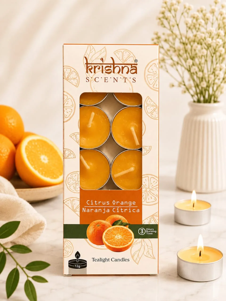 Velas Aromaticas Flotantes Krishna Naranja Citrica