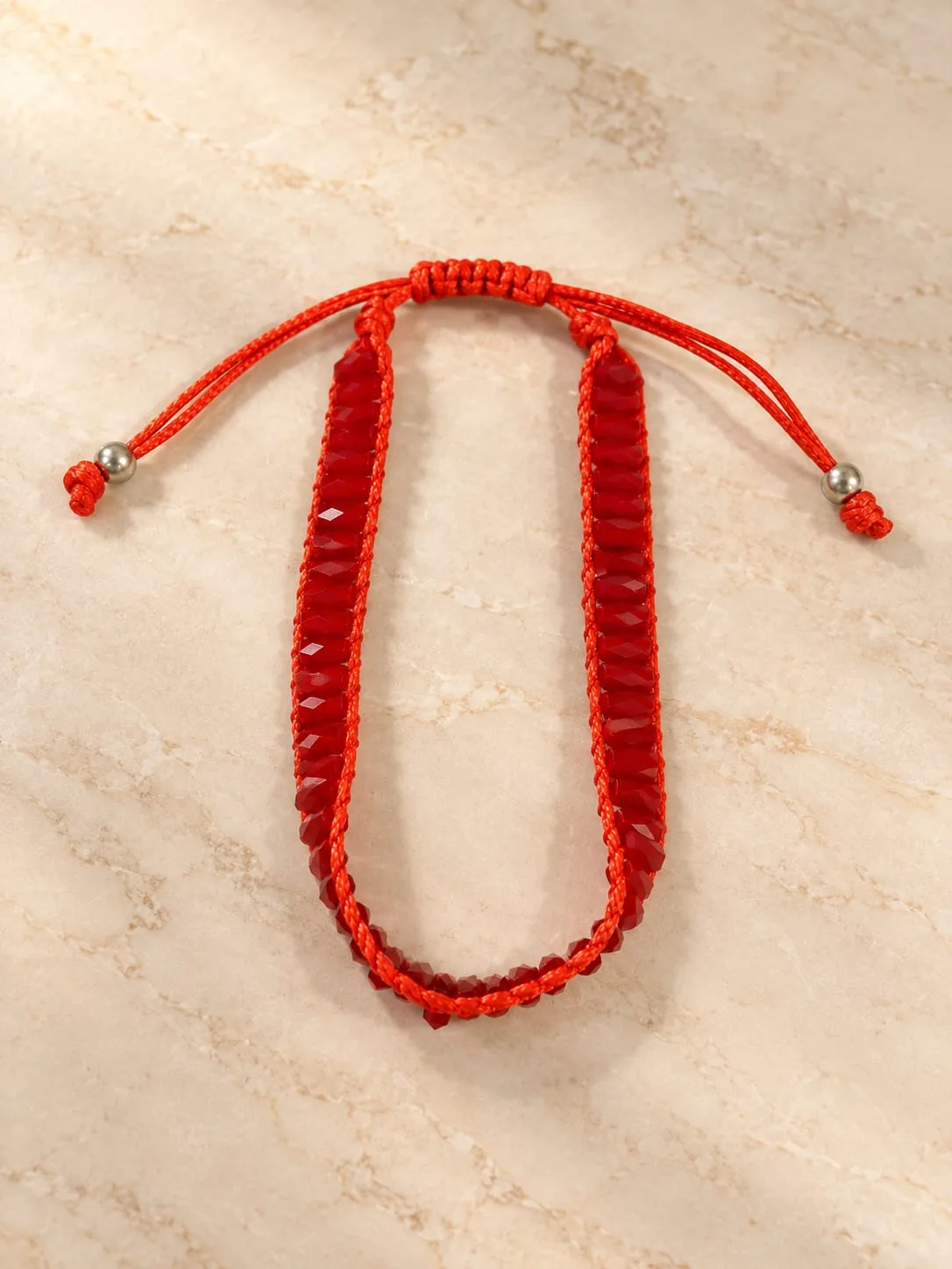 Pulsera de Cristal Rojo con Hilo Rojo