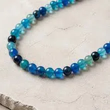 Tira de piedras de ágata celeste N°6