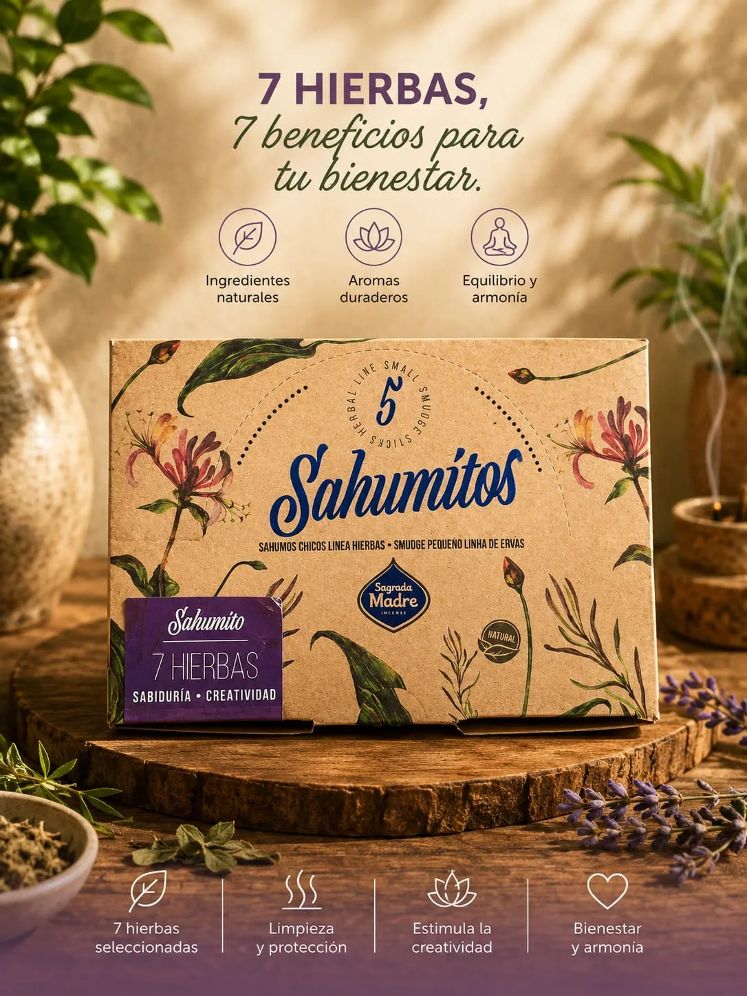 Sahumitos Sagrada Madre X5 - 7 Hierbas