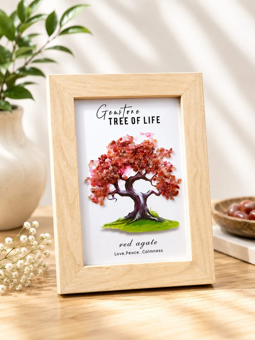 Cuadro Árbol de la Vida con Cuarzos - Ágata Roja