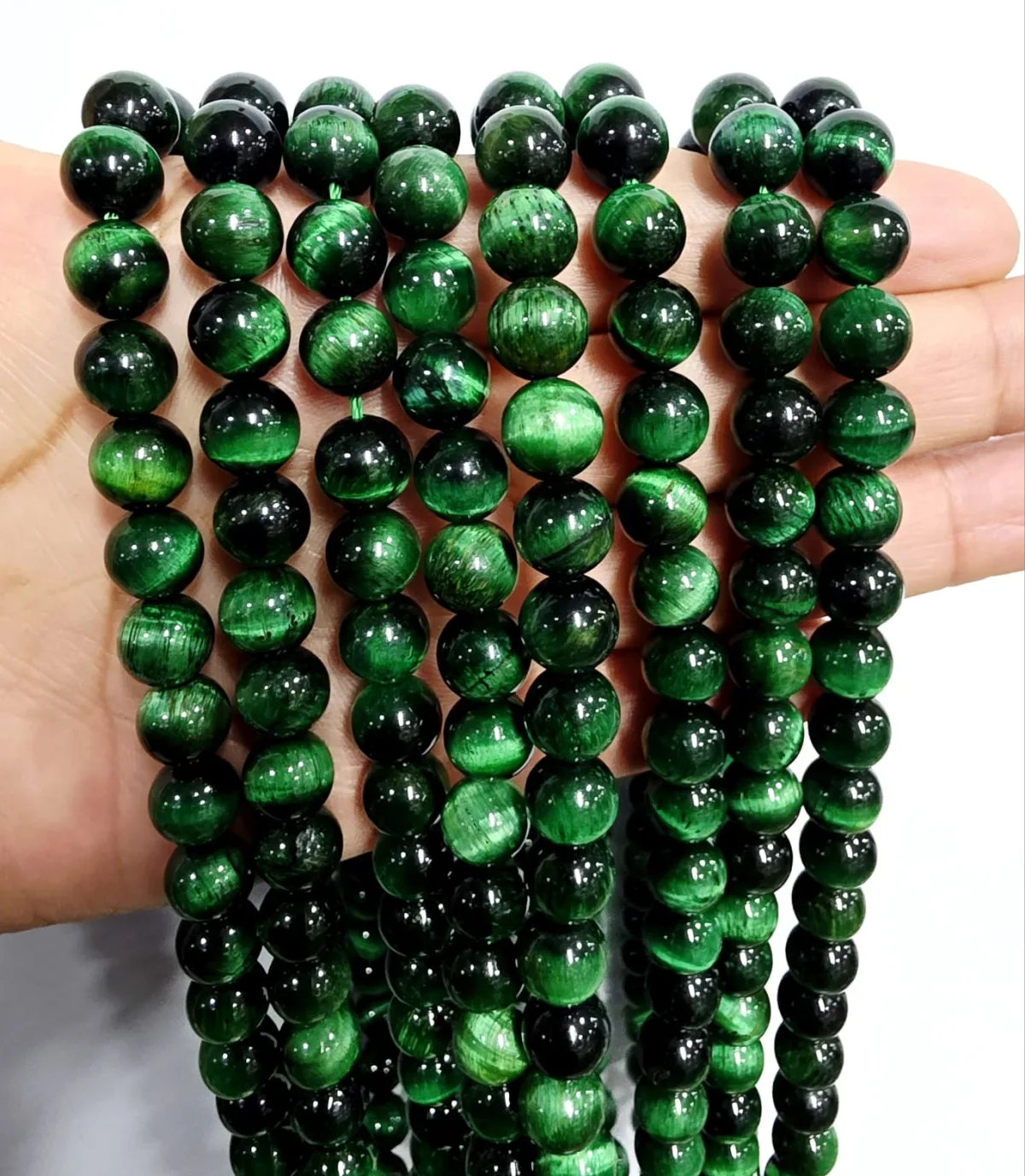 Tira de piedras de Ojo De Tigre Verde N°8