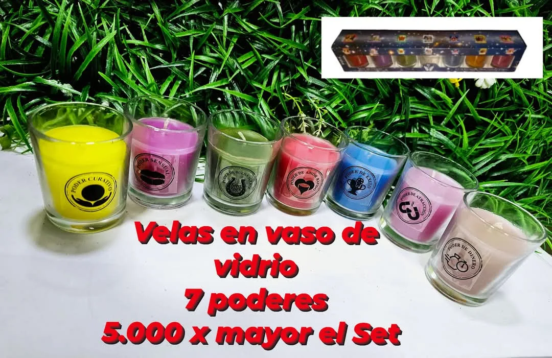 Velas en Vaso de Vidrio - 7 Poderes