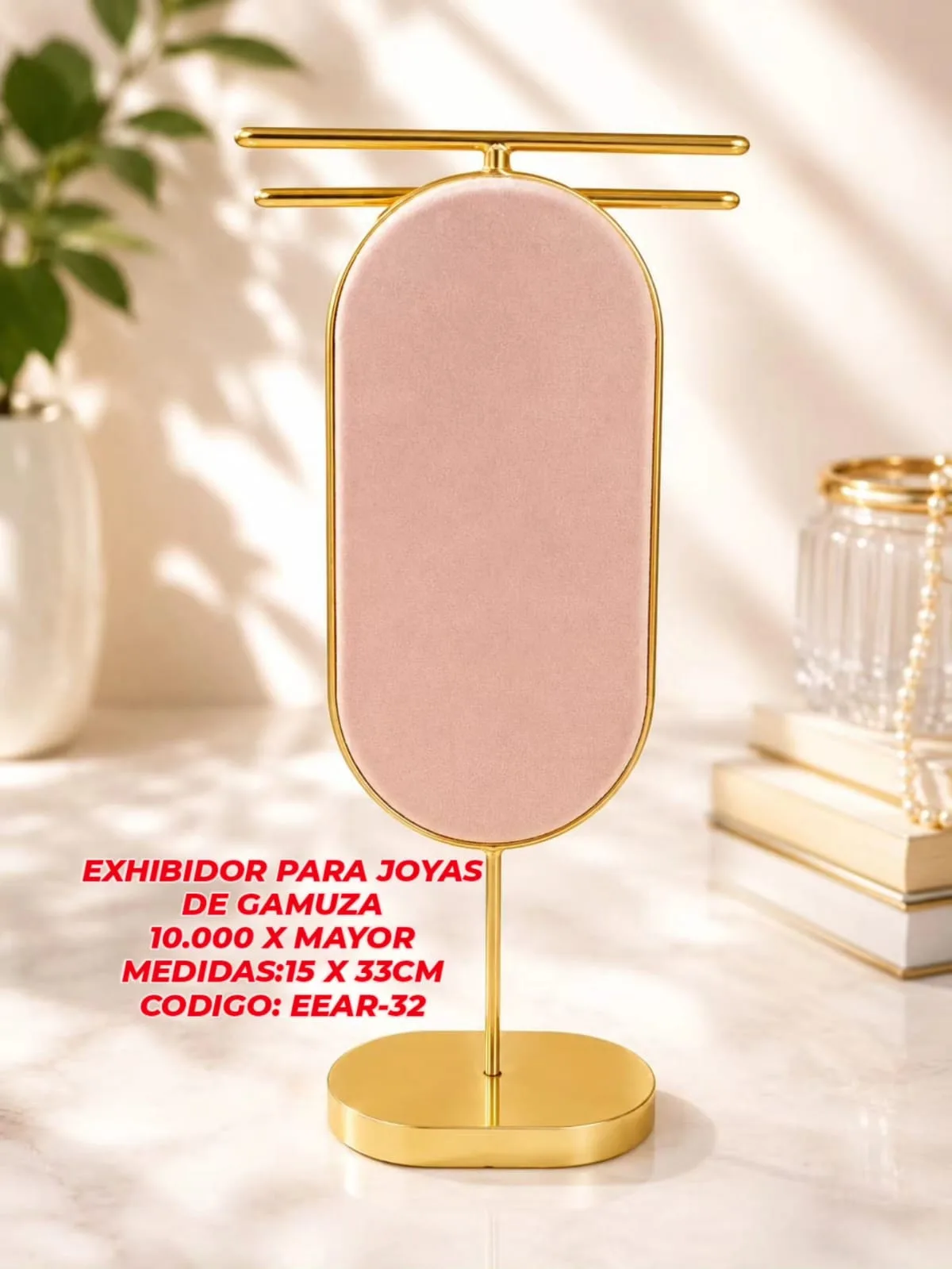 Exhibidor de Gamuza para Joyas (Rosa)