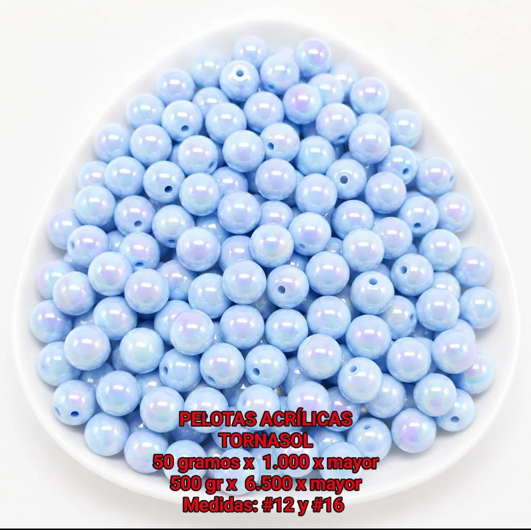 Pelotas Acrílicas Tornasol - Celeste