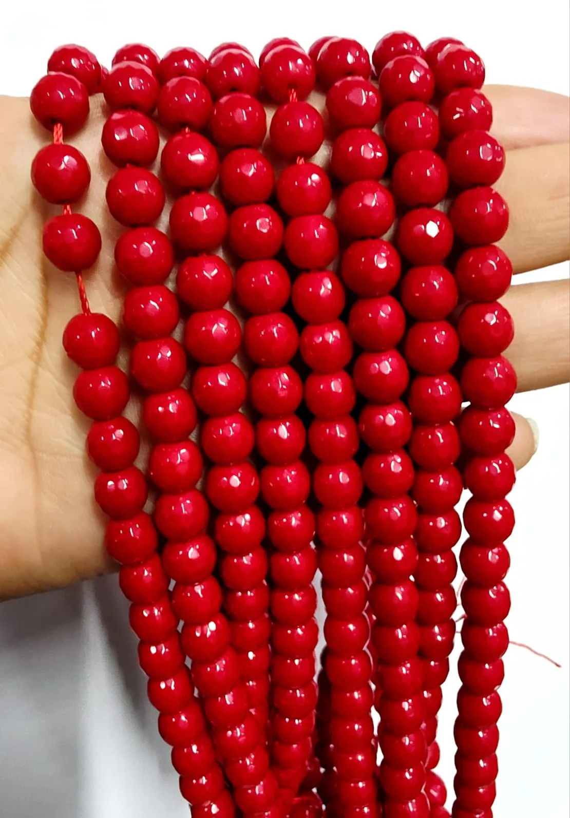 Tira de piedras de ágata roja N°8