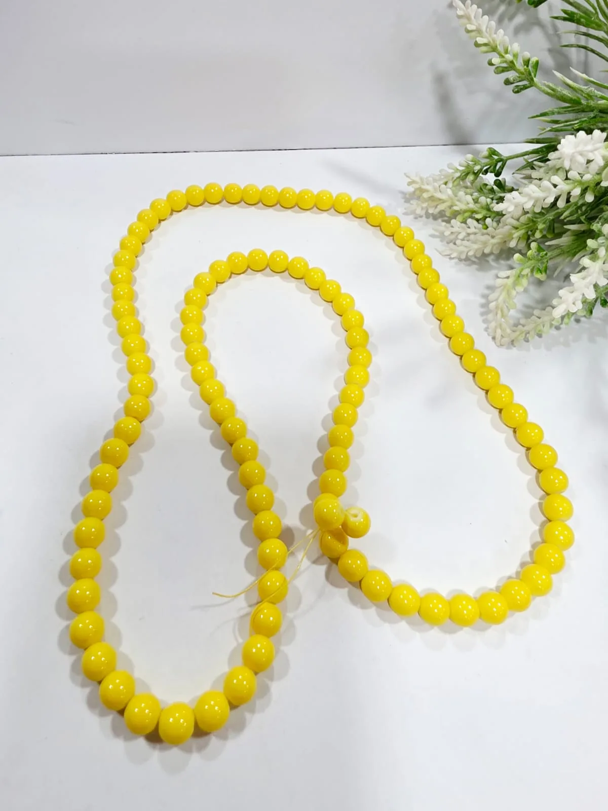 Cuentas de Perlas de Vidrio Amarillo 8mm