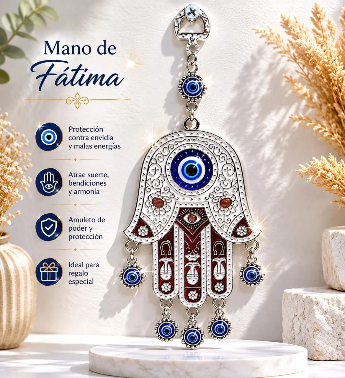 Colgante Mano de Fátima con Ojo Turco