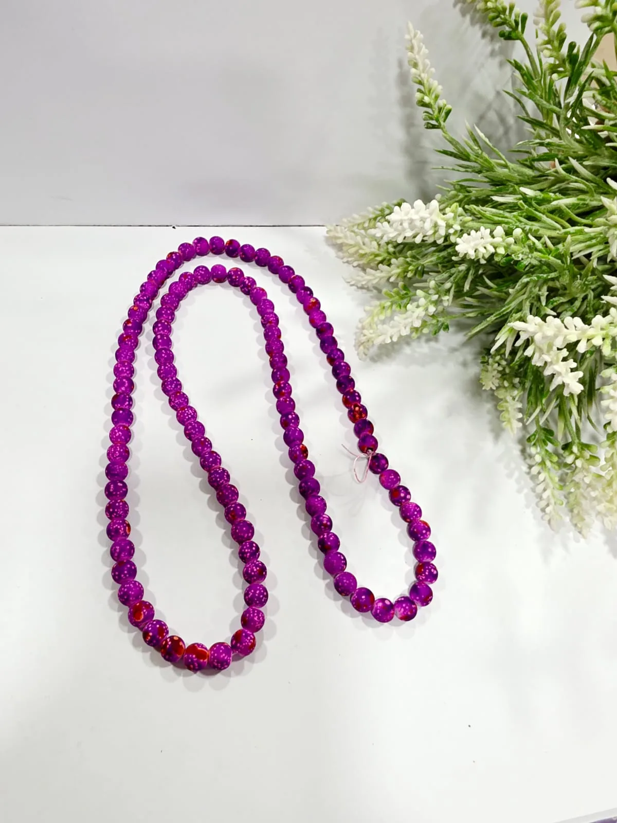 Cuentas de Vidrio Jaspeado 8mm Morada Roja
