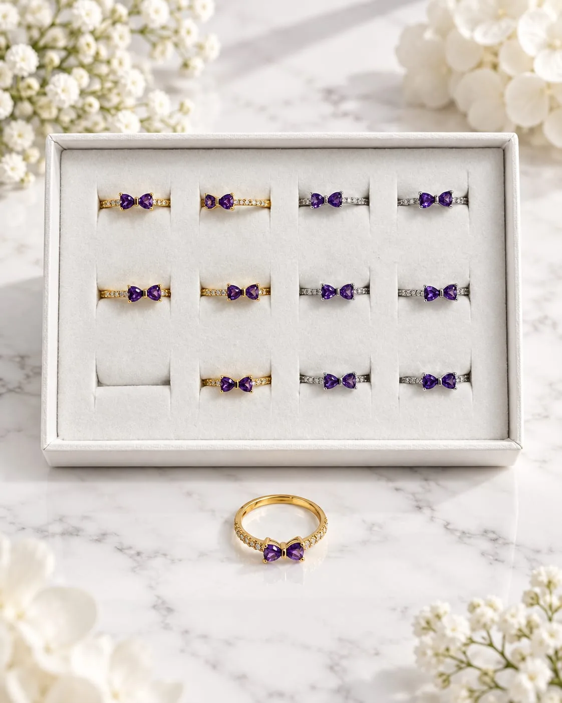 Anillo Ajustable Moño Morado