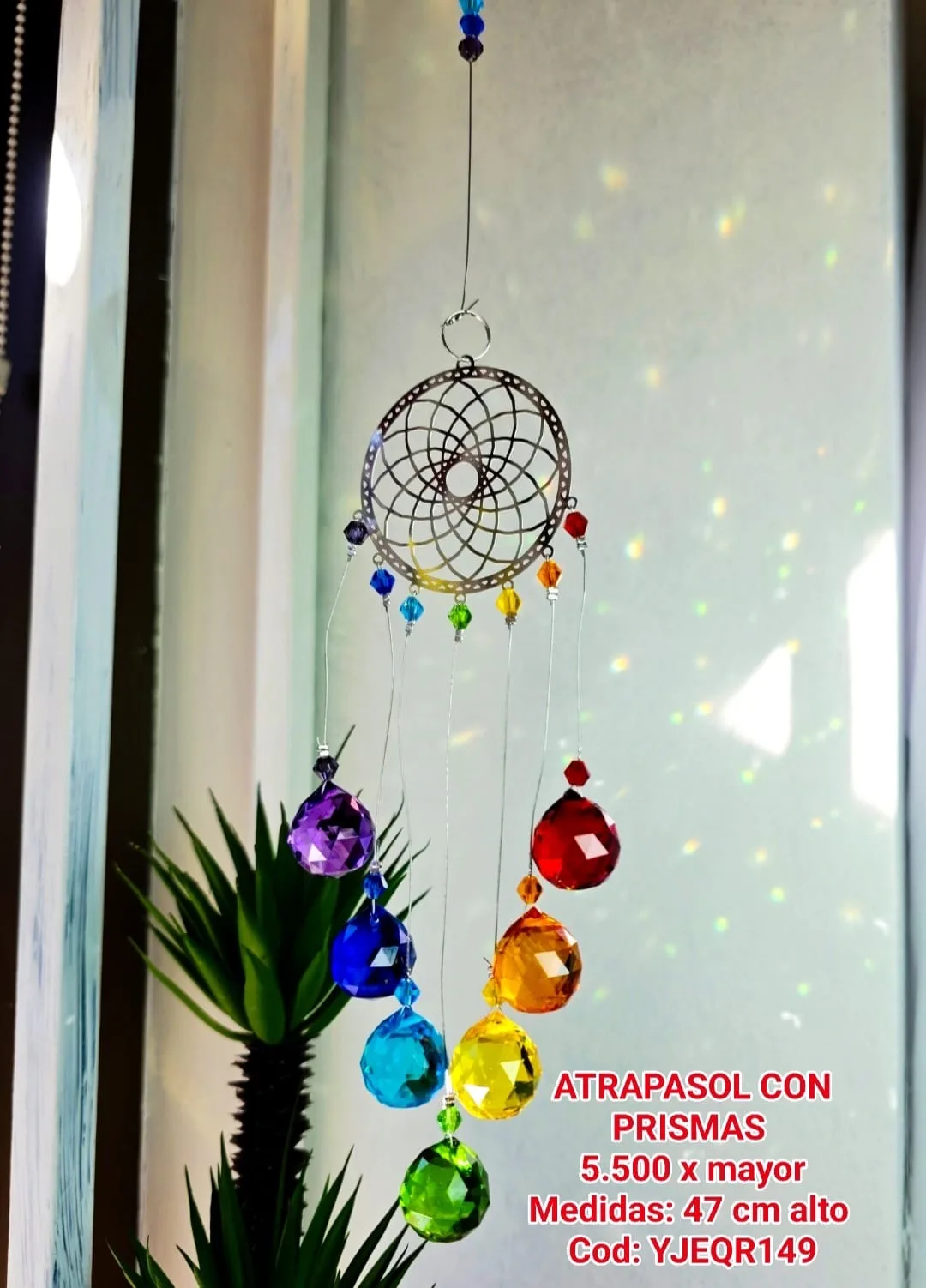 Atrapasoles Místico Atrapasueños de Metal con Cascada de Esferas 7 Chakras