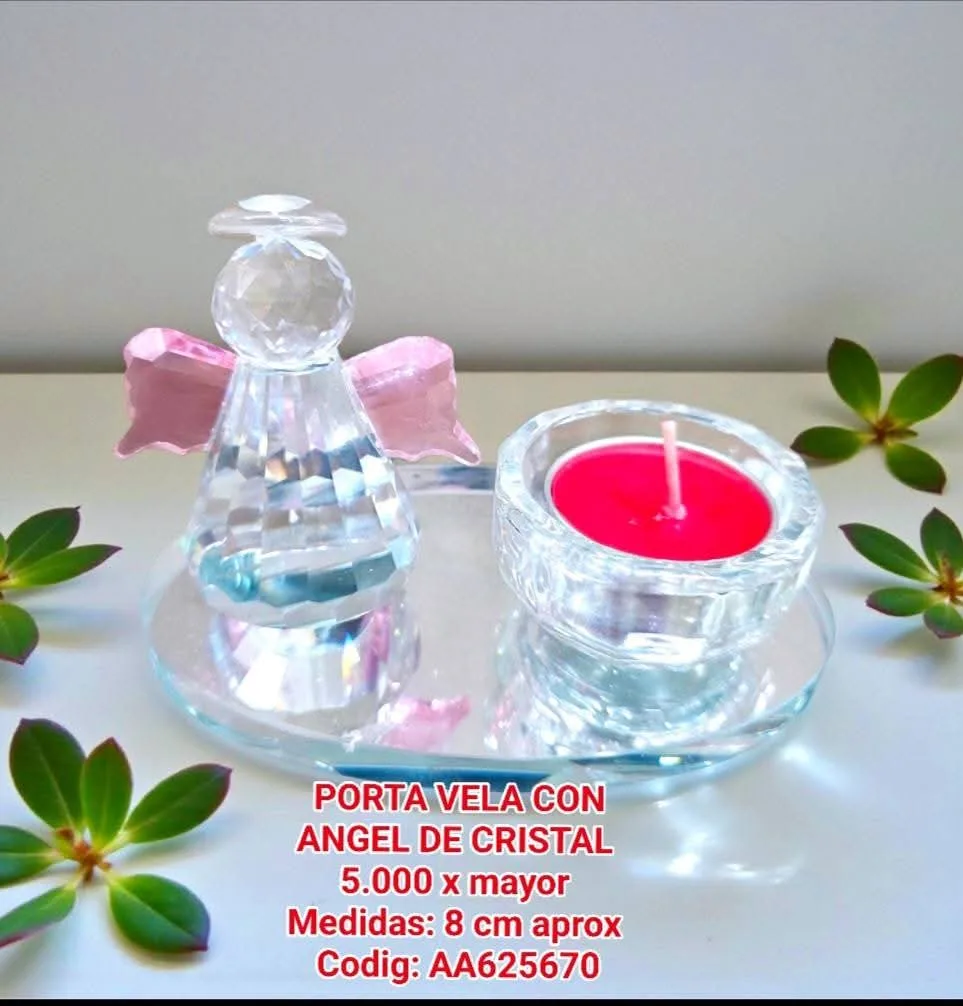 Portavelas con Angel de Cristal