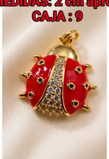 Colgante de Rodio - Mariquita roja con piedras