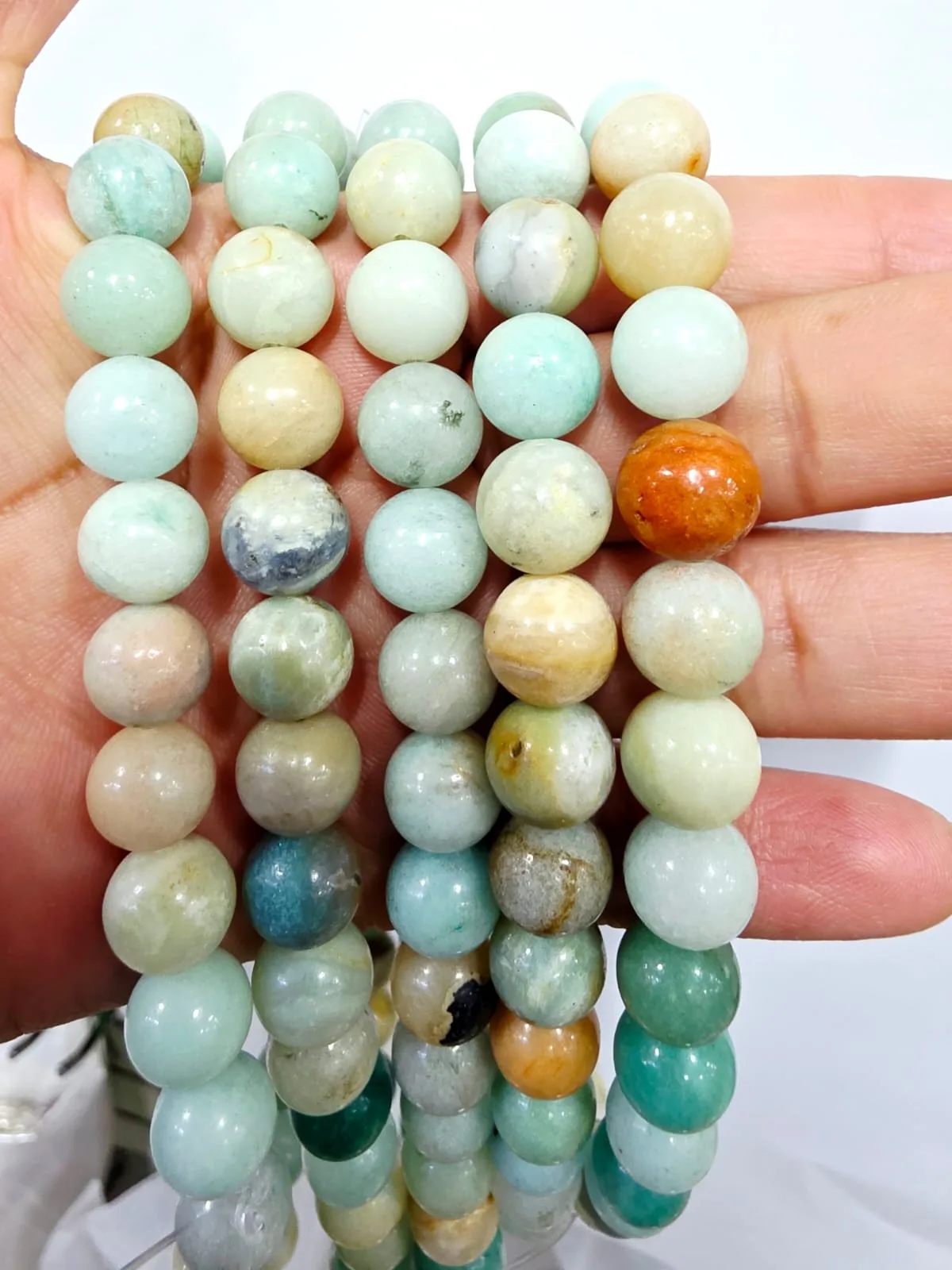 Tira de piedras de Amazonita Brillante N°8