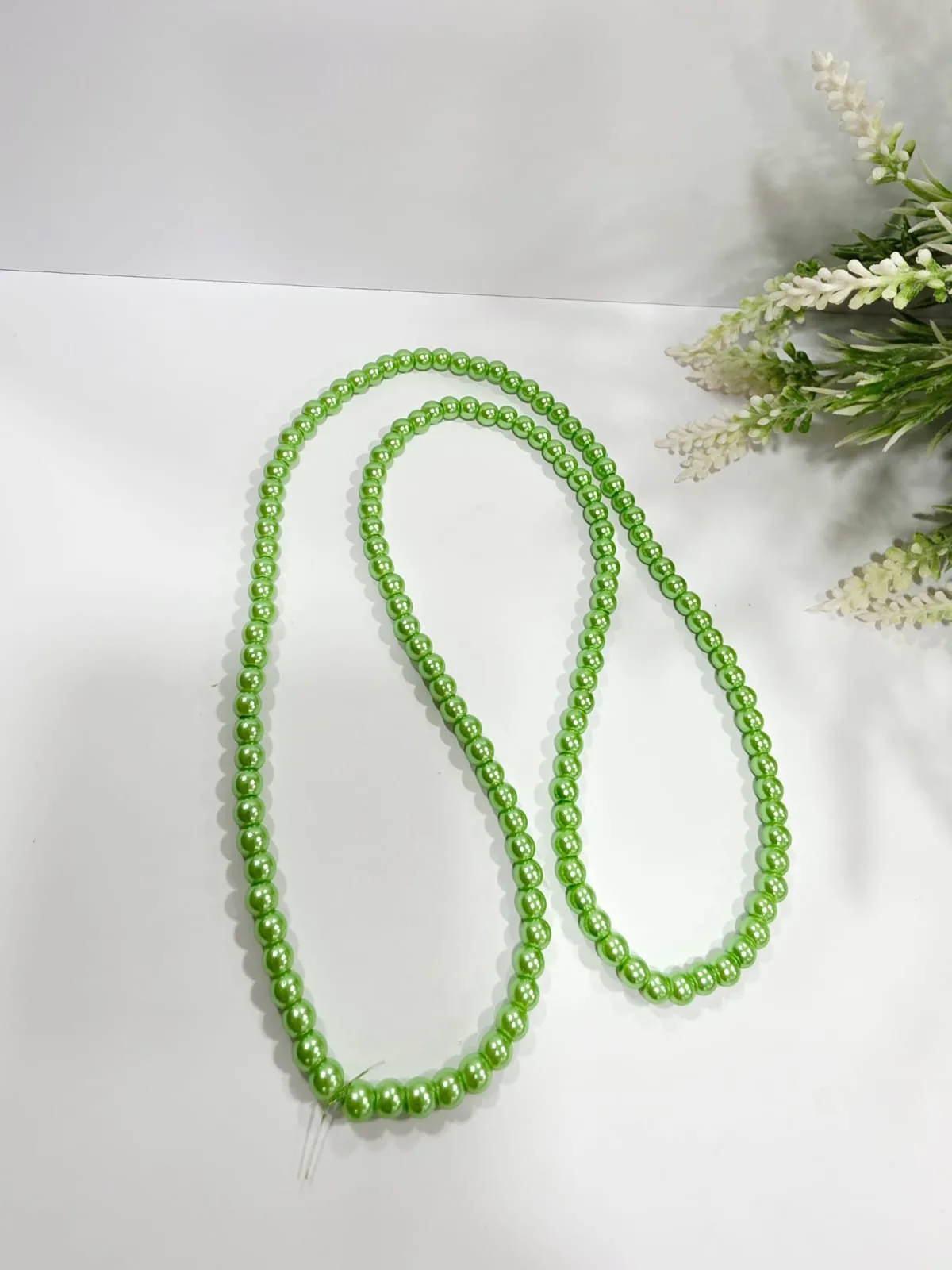 Collar de Perlas de Vidrio Verde Claro 6mm