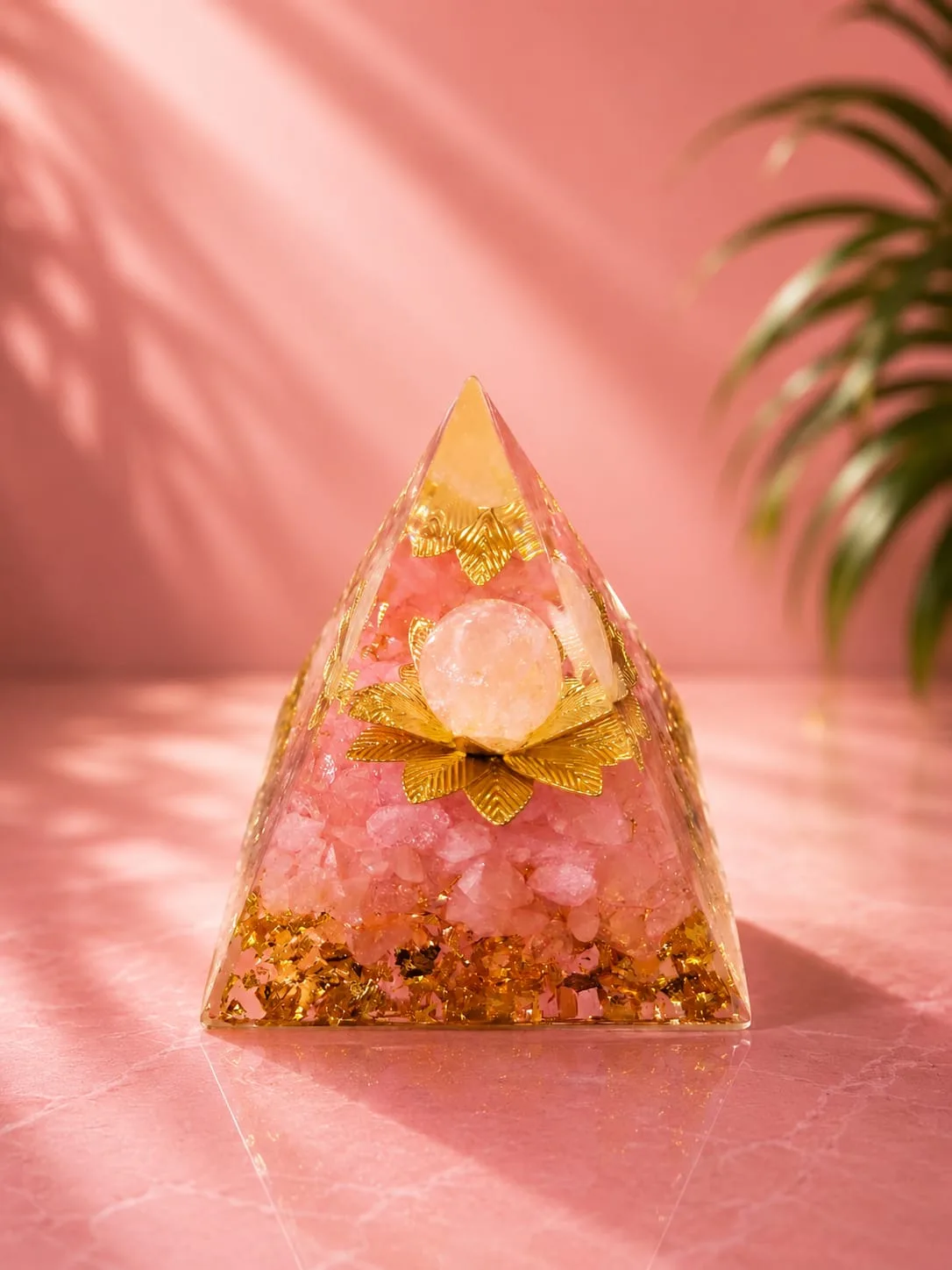 Pirámide de Orgonita o Orgón - Cuarzo rosa