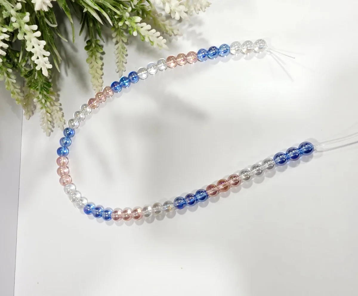 Collar de Perlas de Vidrio Multicolor Frío Pastel 8mm