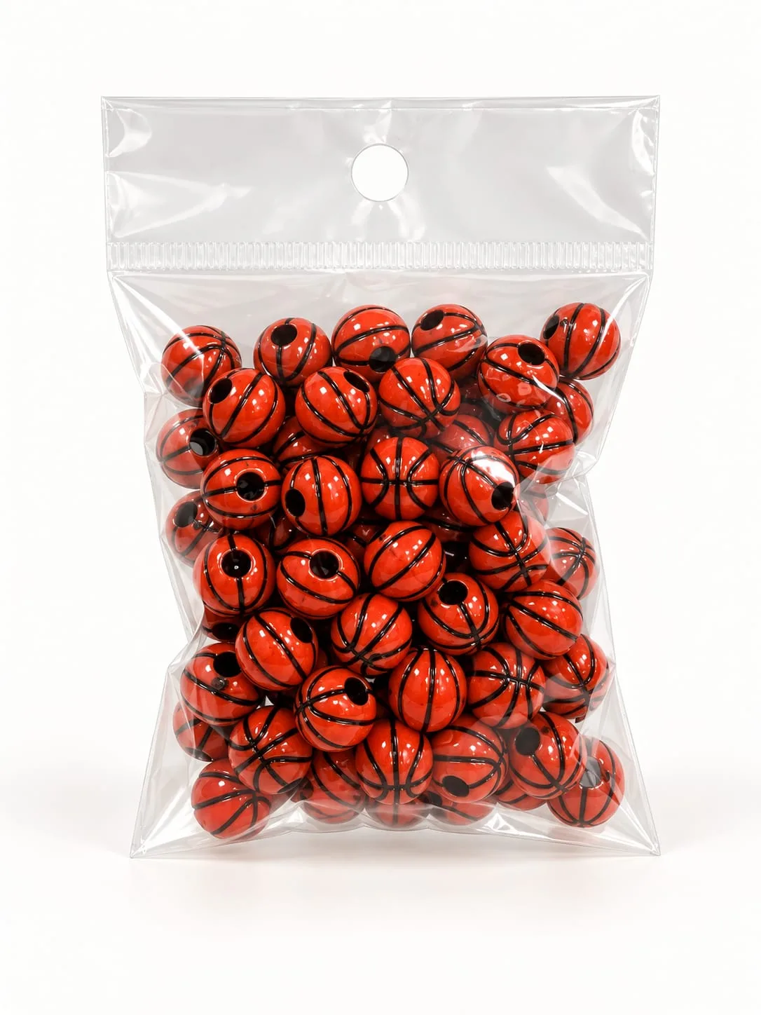 Cuentas Acrílicas Balón de Básquetbol Rojo 10 mm