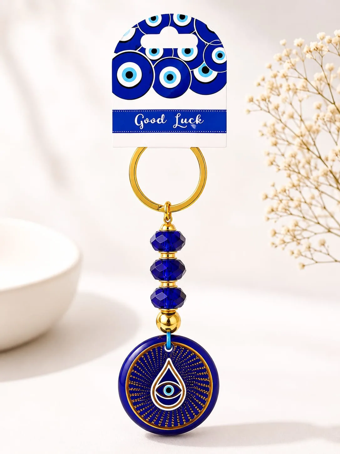 Llavero Dorado de Ojo Turco - Ojo en Forma de Gota/Lágrima Dorada