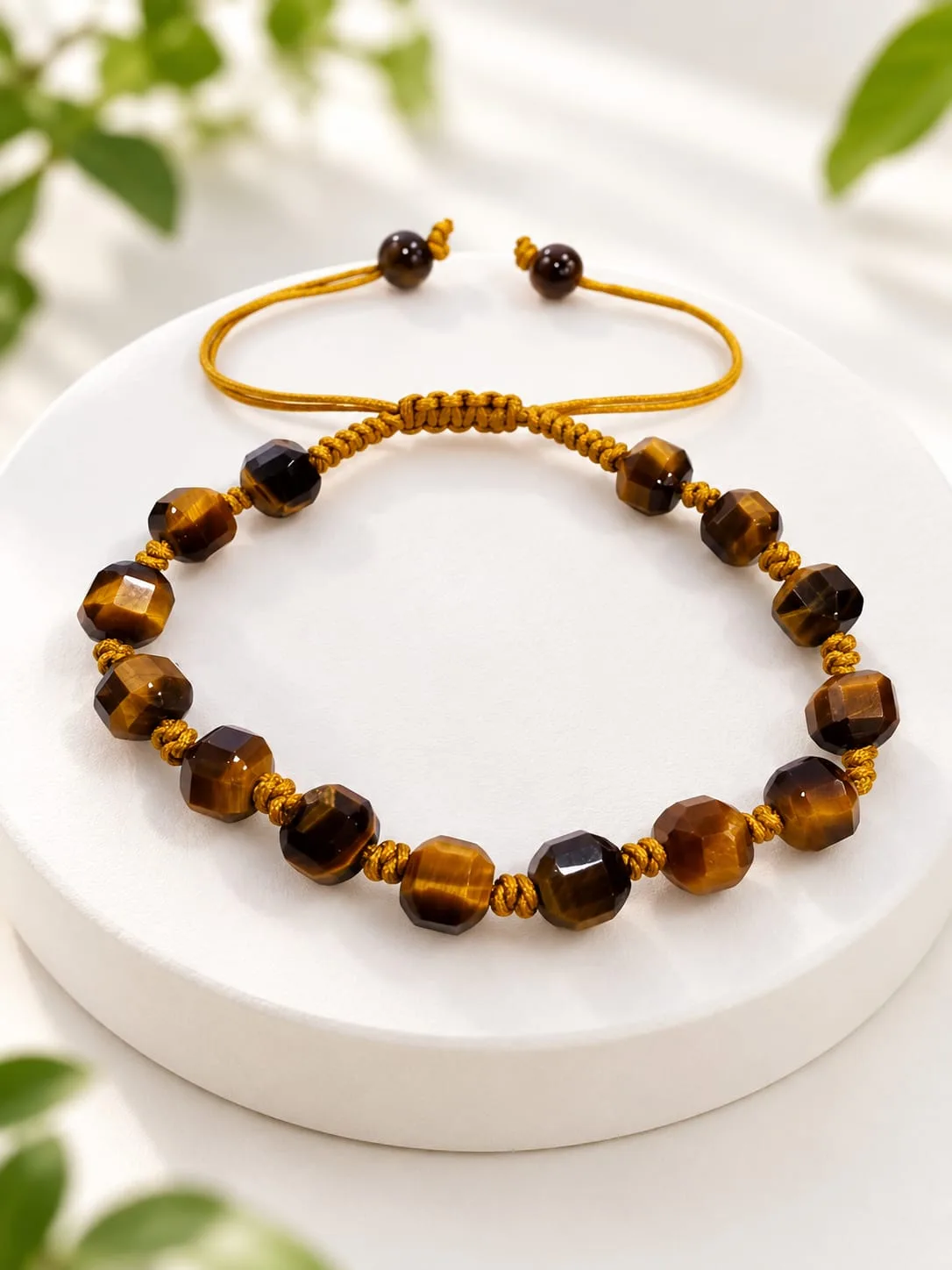 Pulsera Facetada Ajustable Ojo de Tigre