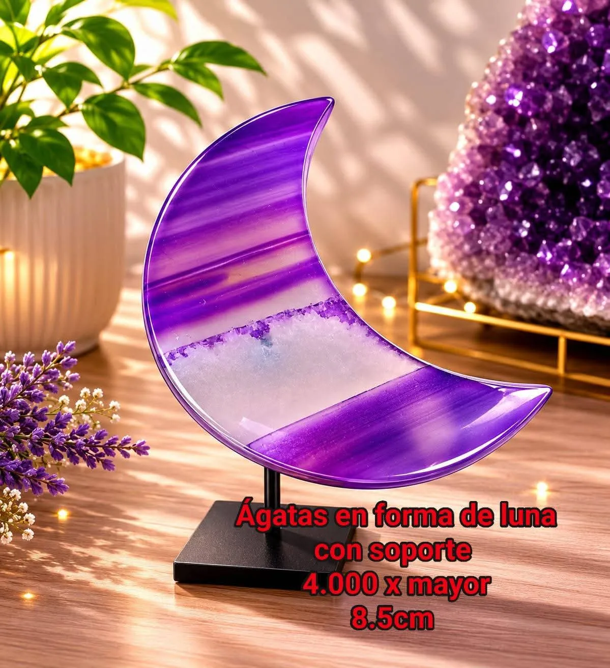 Ágatas en forma de luna con soporte