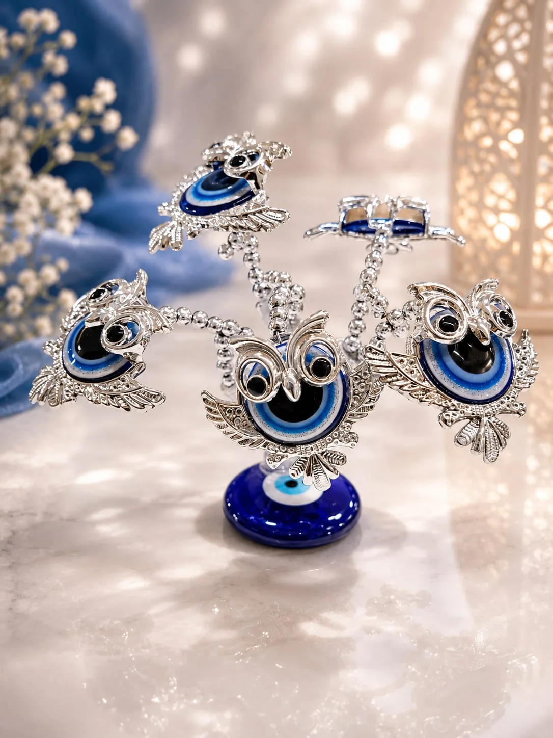 Árbol Decorativo de Búhos con Ojo Turco