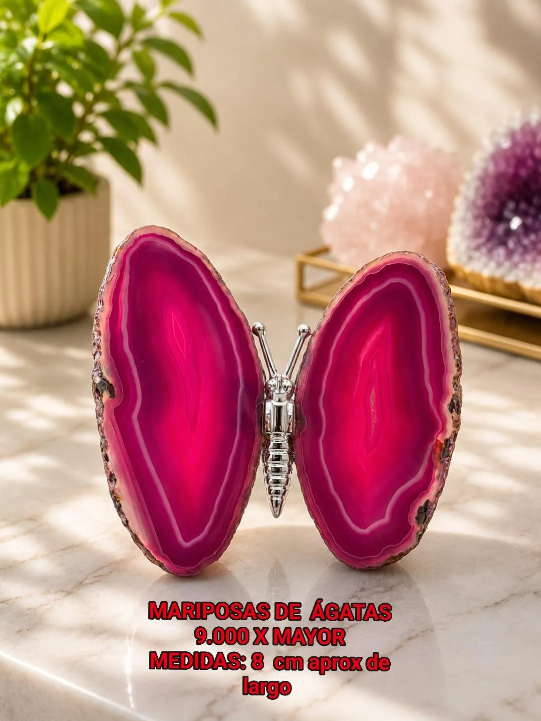 Mariposa de Ágata (rosada/fucsia)
