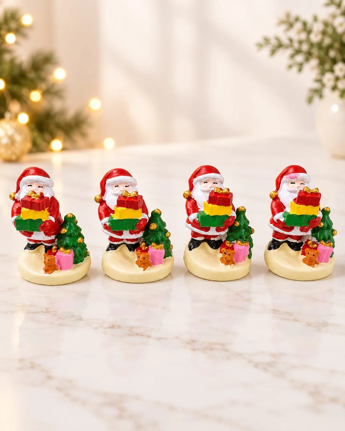 Figura de Papá Noel con Regalos y Árbol