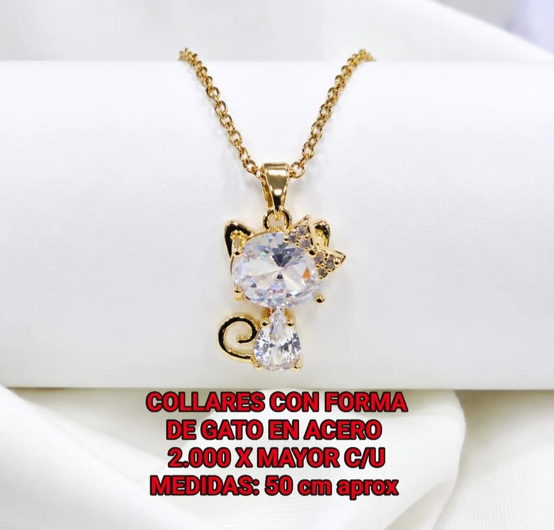 Collar con Forma de Gato en Acero