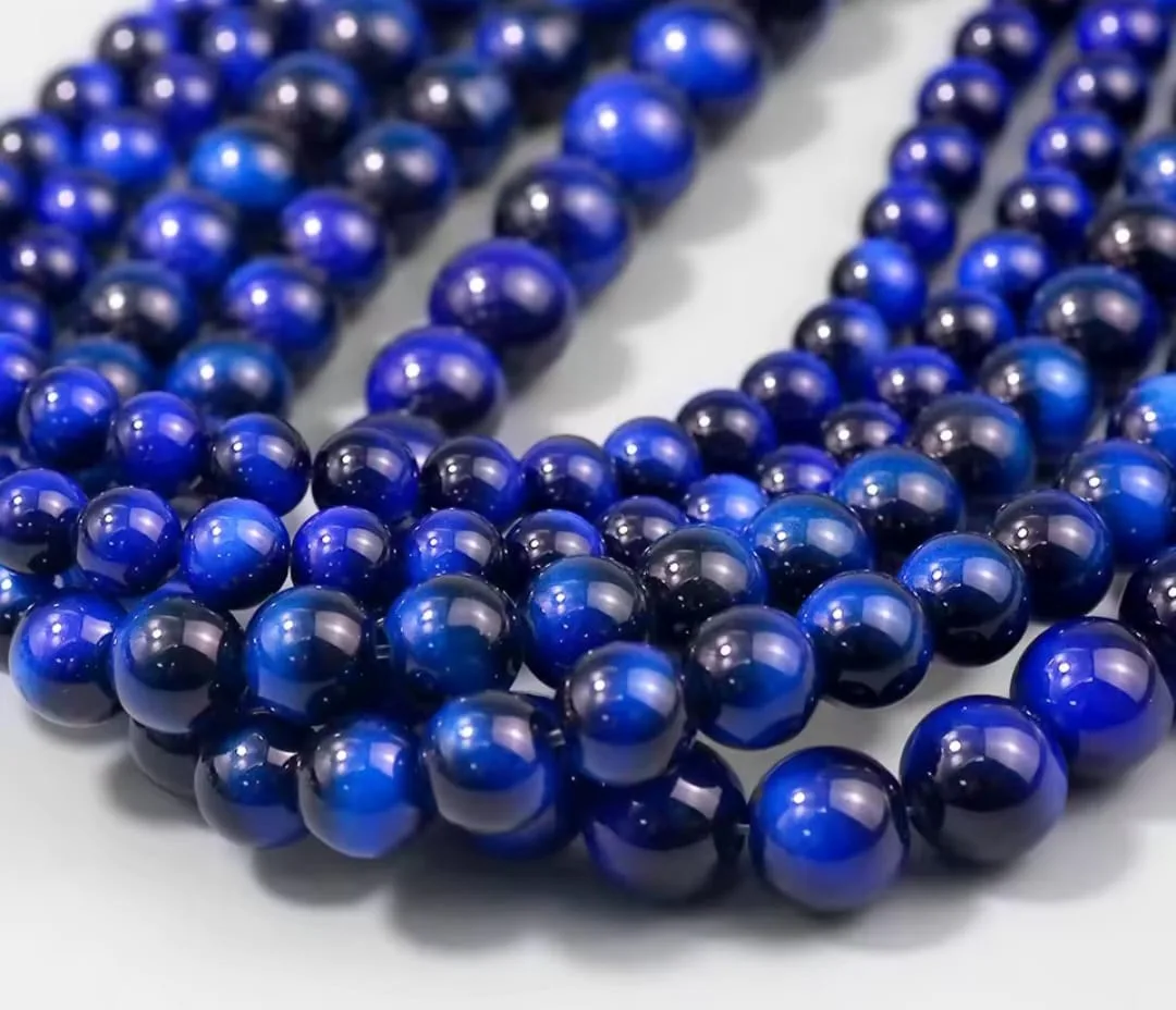 Tira de piedras de Ojo De Tigre Azul N°6