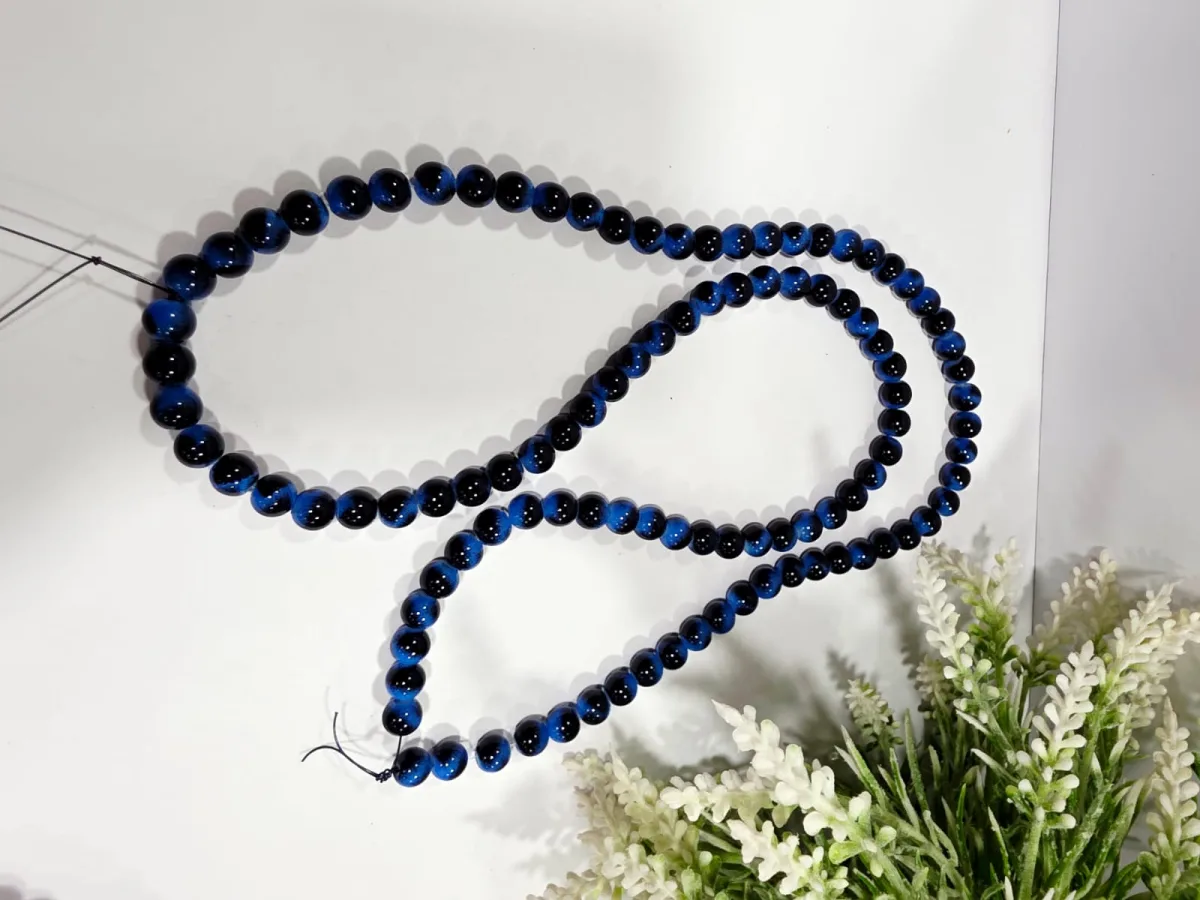 Cuentas de Vidrio Bicolor 8mm Azul Negra