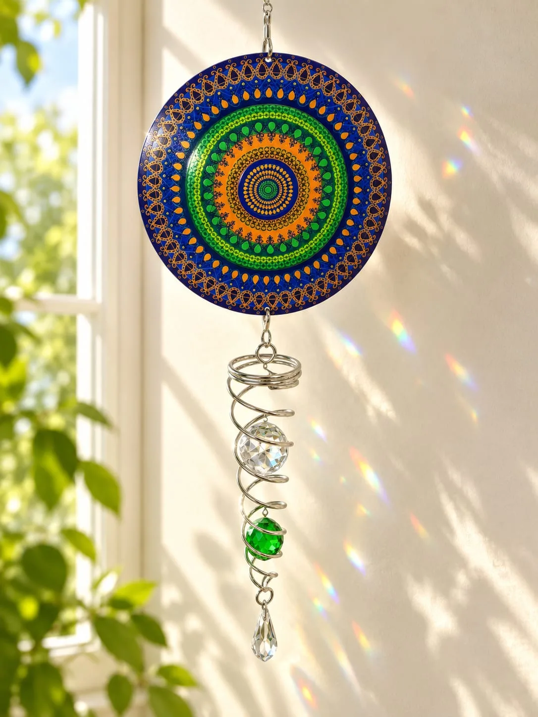 Spinner con Cristal Mandala Azul y Naranja