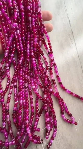 Tira de piedras de ágata fucsia N°4