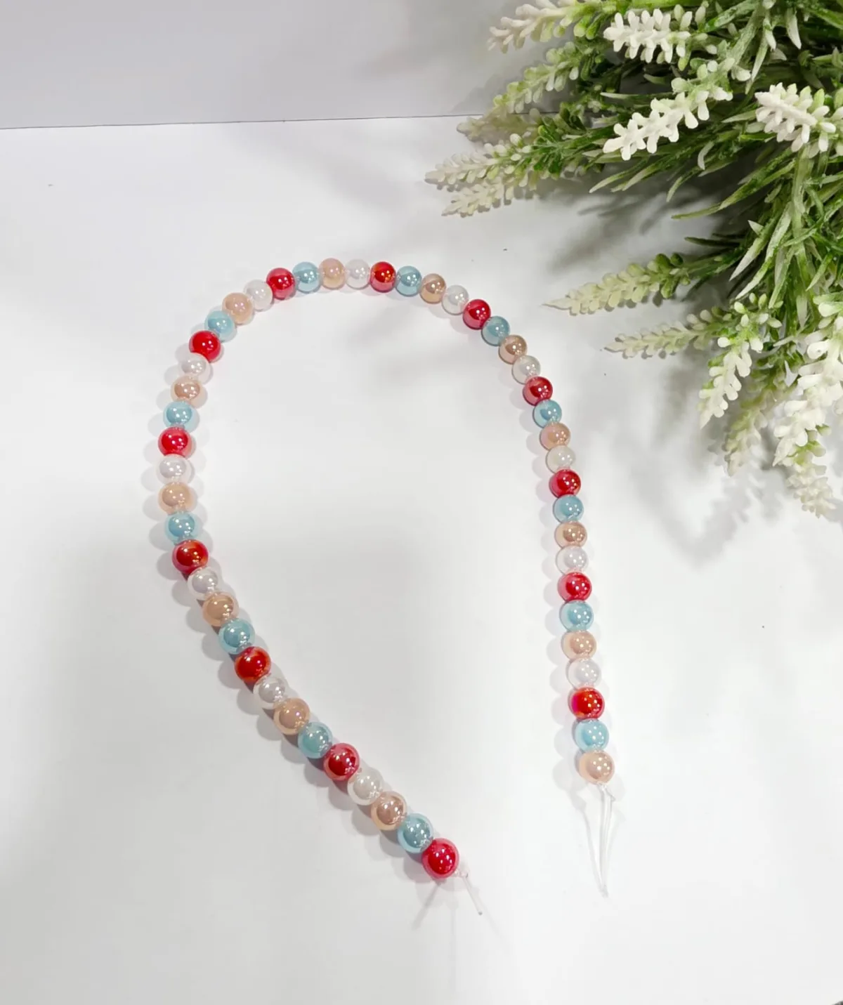 Collar de Perlas de Vidrio Multicolor Coral 8mm