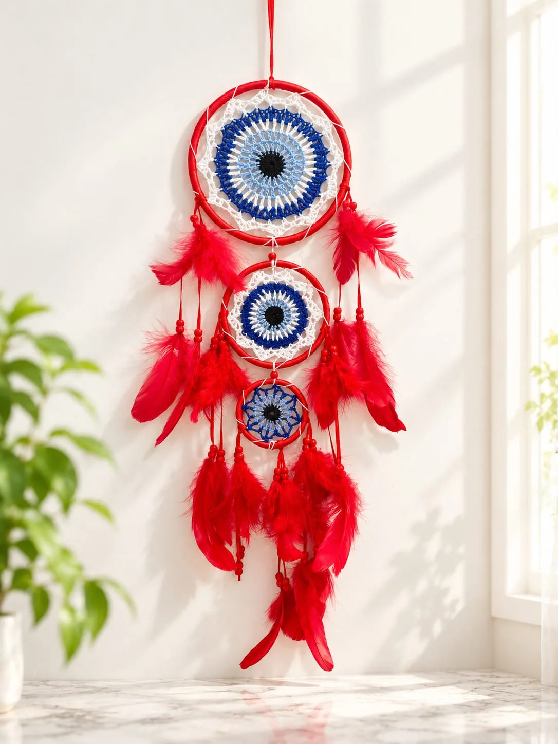 Atrapasueños con Ojo Turco Rojo