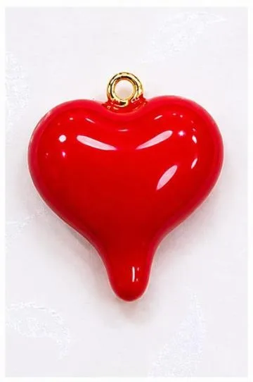 Colgante de Rodio - Corazón esmalte rojo brillante puntiagudo