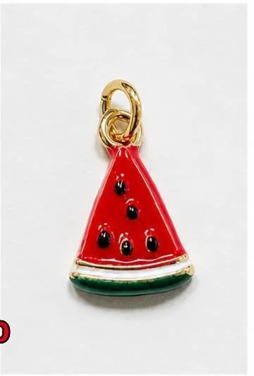 Colgante de Rodio - Rebanada de sandia esmaltada