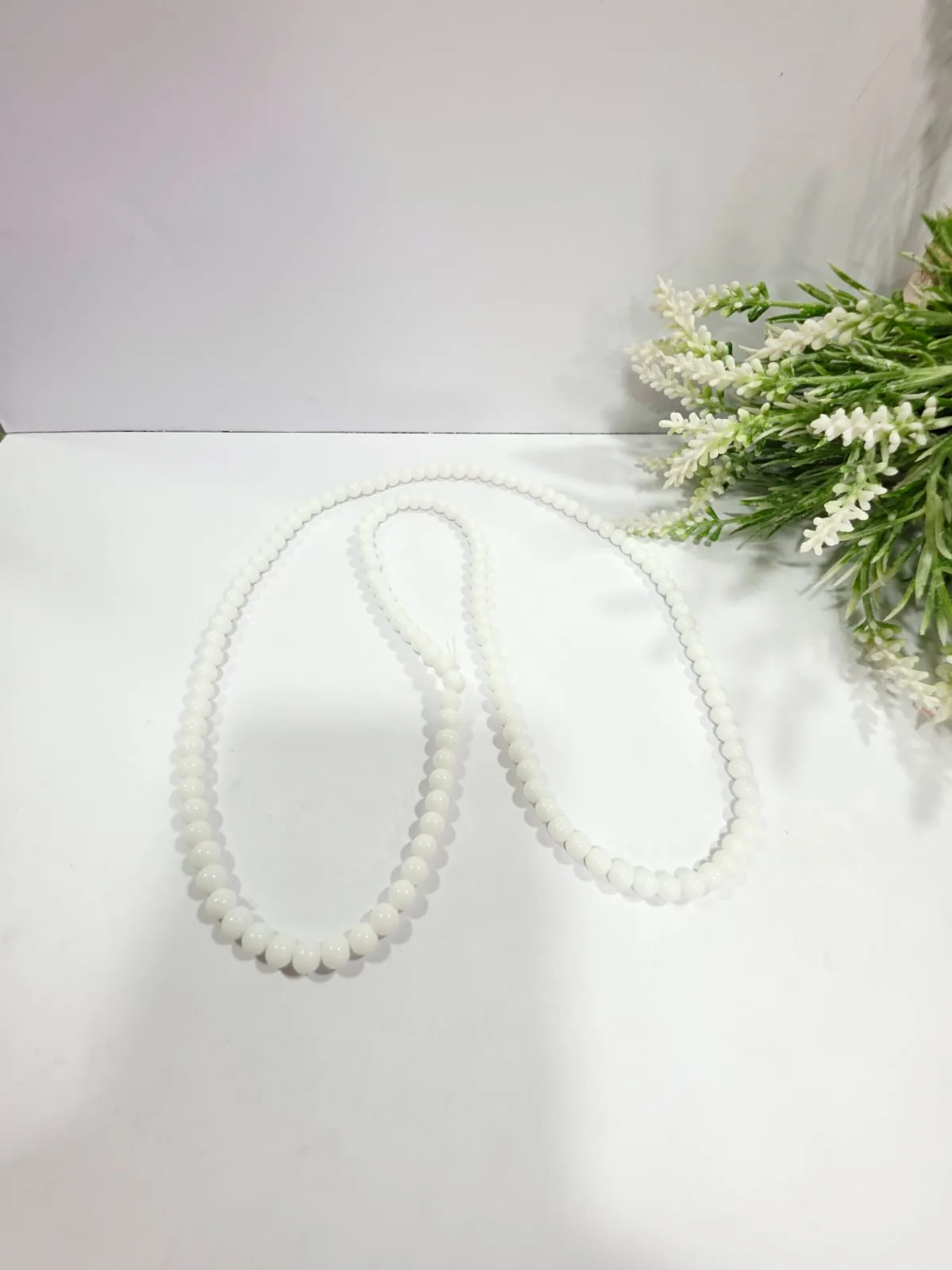 Cuentas de Perlas de Vidrio Blanco 6mm