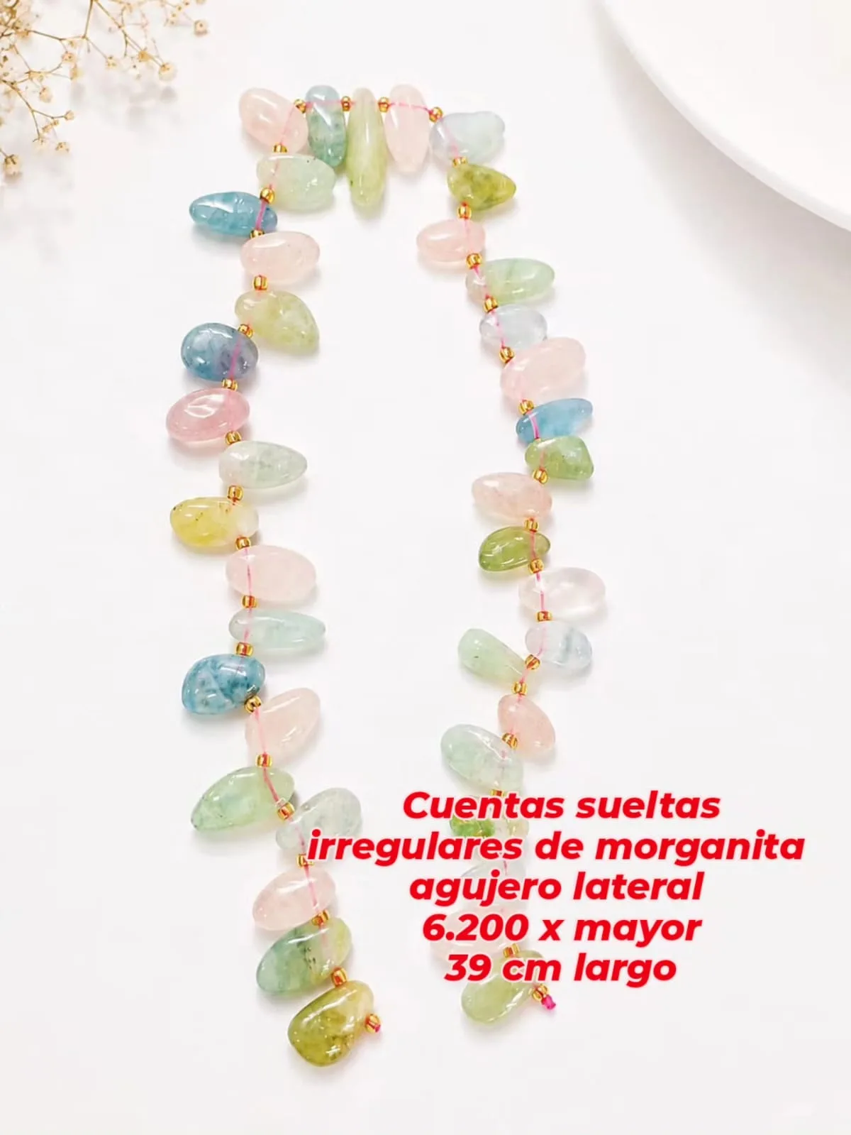 Cuentas sueltas irregulares de morganita