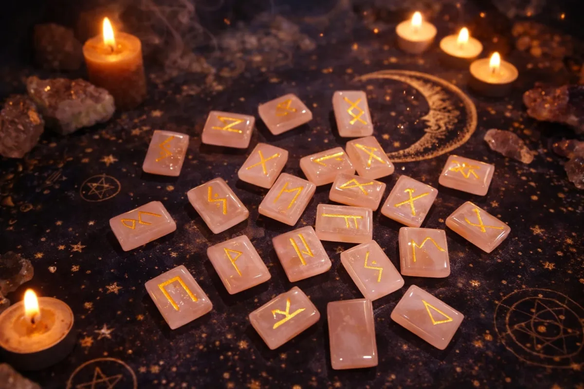 Runas Vikingas de Cuarzo Rosado