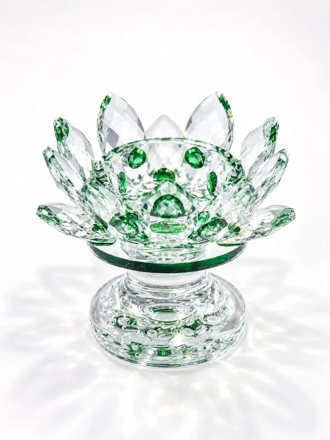 Portavelas Flor de Loto Verde con Base