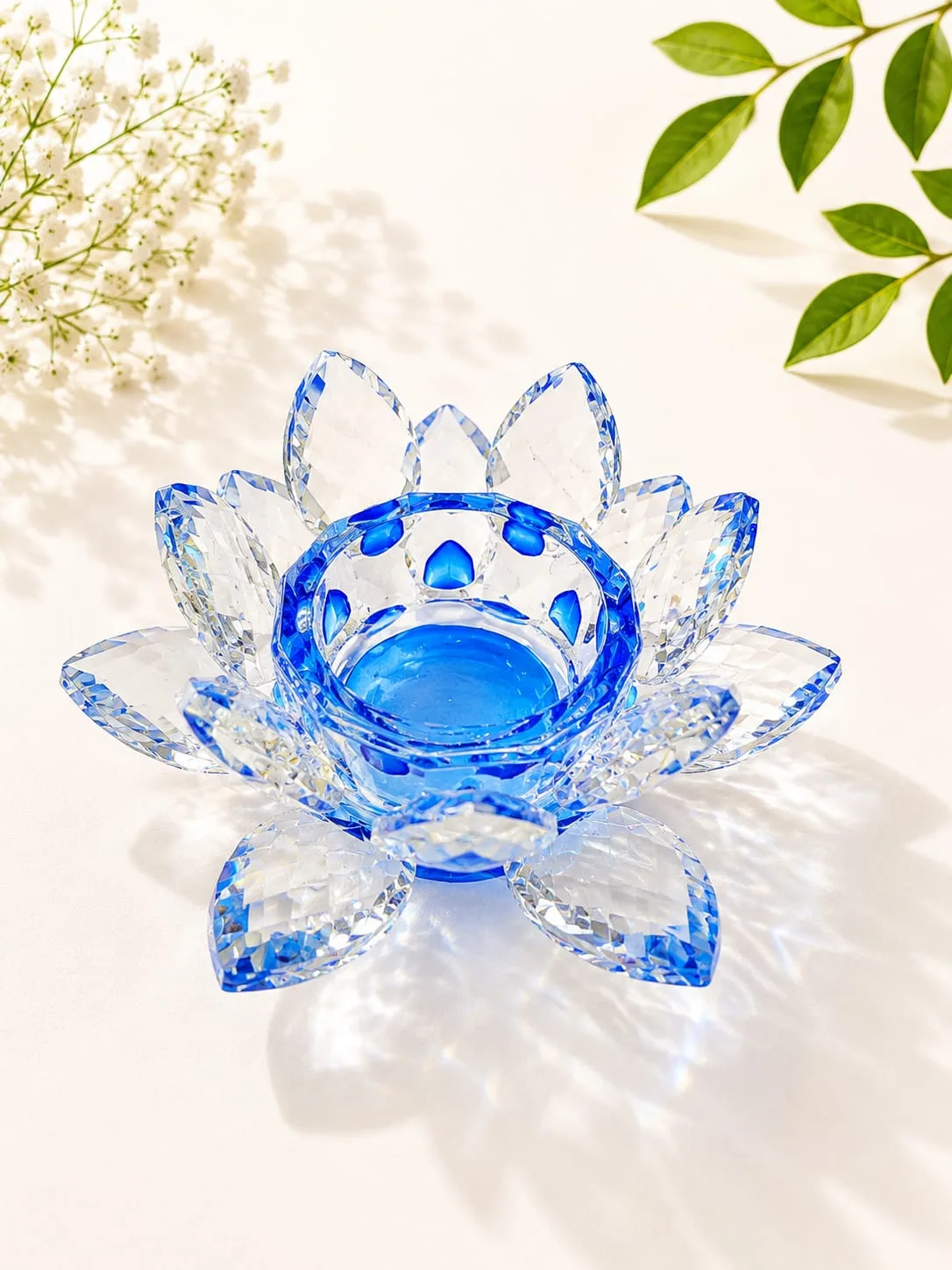Portavelas Flor de Loto Azul