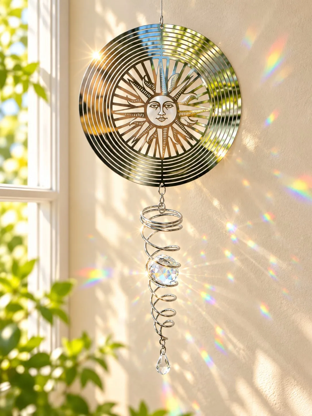 Spinner con Cristal Sol Plateado